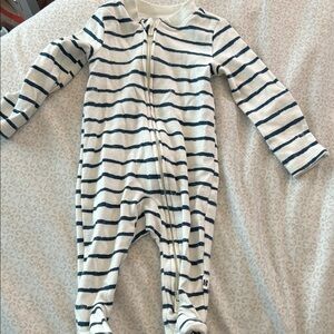 Navy Striped Kids Footie Pajamas